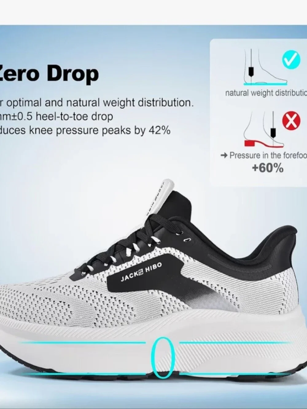 Jackshibo White and Black Athletic Running Shoe #61 - Picture 3 of 6
